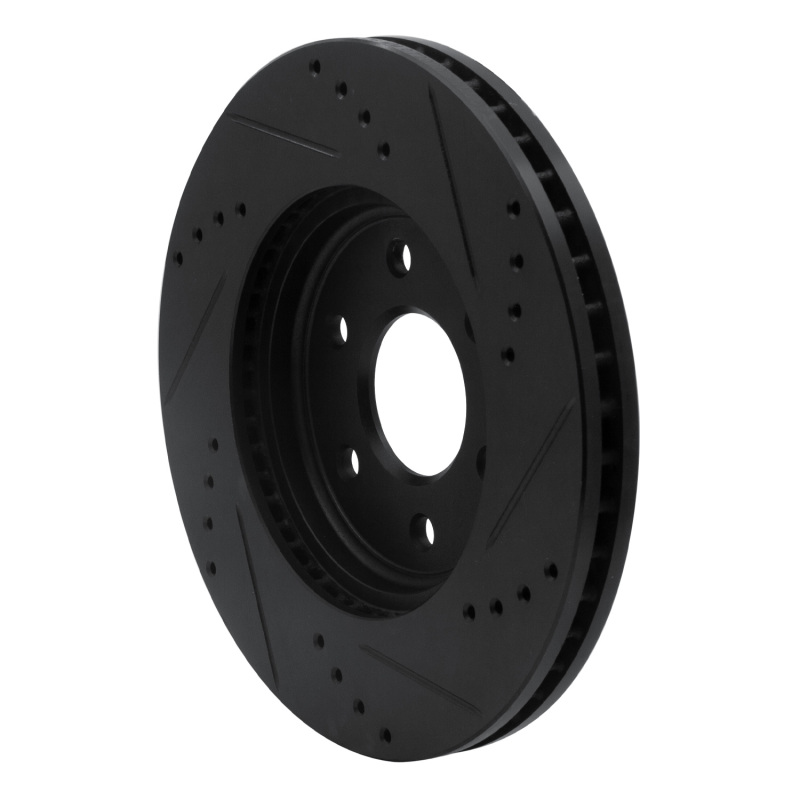 Nissan Pathfinder Brake Rotor (1) - Front Left - R1 Concepts - Drilled & Slotted - Black - `05-`25